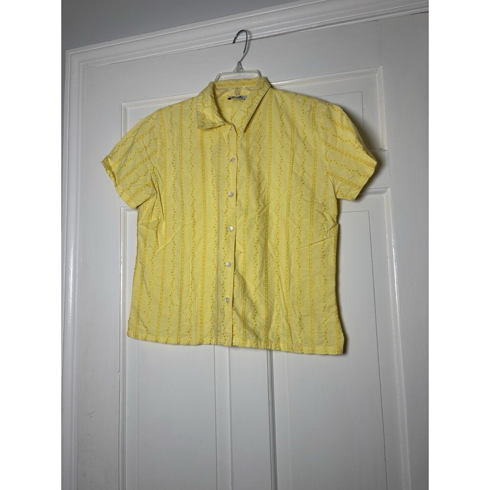 Accomplice Butter Yellow 100% Cotton Pointelle Short Sleeve Top